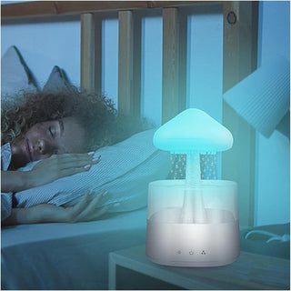 PluieZen™ - Humidificateur d'Air Nuage de Pluie : Transformez Votre Nuit en un Voyage Sensoriel Relaxant et Réparateur - Perle Cocon