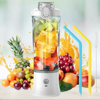  un blender portable et des fruits 